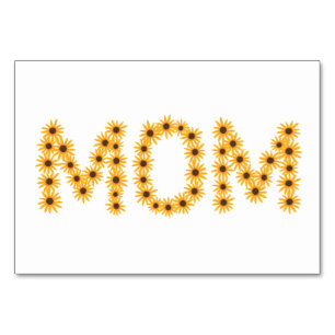 MAMA mit Sonnenblumen geschrieben, Kartenlesen Tischnummer