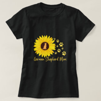 Mama mit Sonnenblumen und Paw Prints T-Shirt