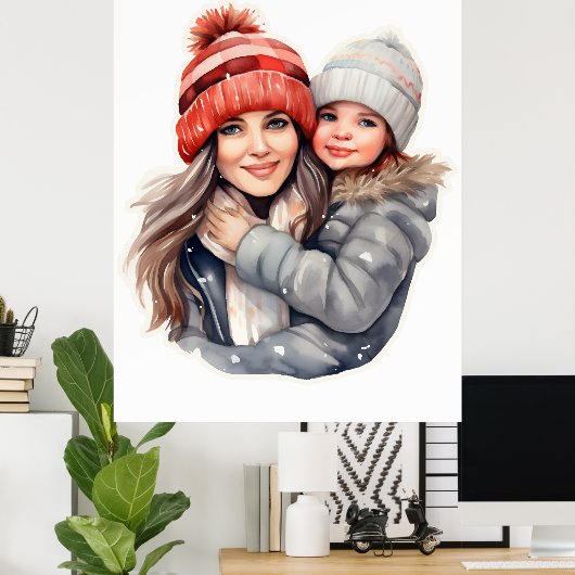 Mama mit Tochterwintermode Poster (Heimbüro)