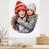 Mama mit Tochterwintermode Poster (Küche)