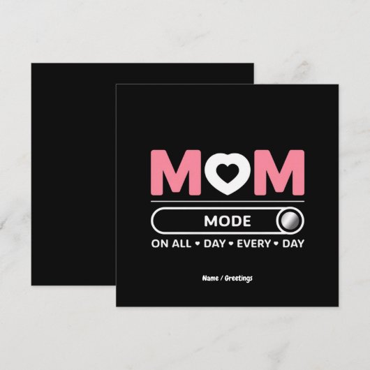 Mama-Modus Jeden Tag Muttertag Einladung (Vorne/Hinten)