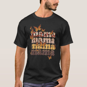 Mama Mom Schmetterling Boho Mom Leopard Kuh Druck T-Shirt