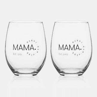 MAMA Mommy Mama Bruh Est. 20xx Trinkbehälter Set Weinglas Ohne Stiel
