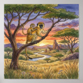 Mama Monkey und Baby-Kinderzimmer Poster (Vorne)