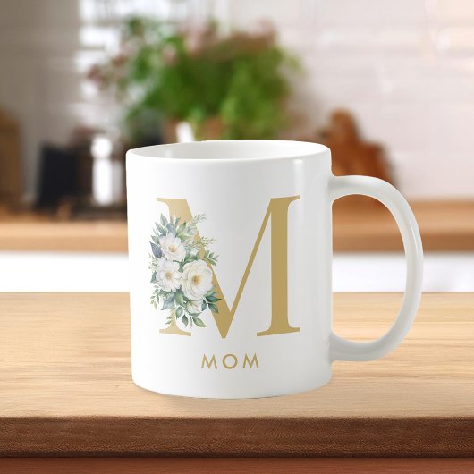 Mama Monogram Letter Floral Kaffeetasse