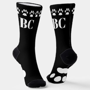 Mama Monogramm Schwarz-Weiß-Paw-Drucksocken Socken