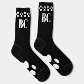 Mama Monogramm Schwarz-Weiß-Paw-Drucksocken Socken (Rechts)
