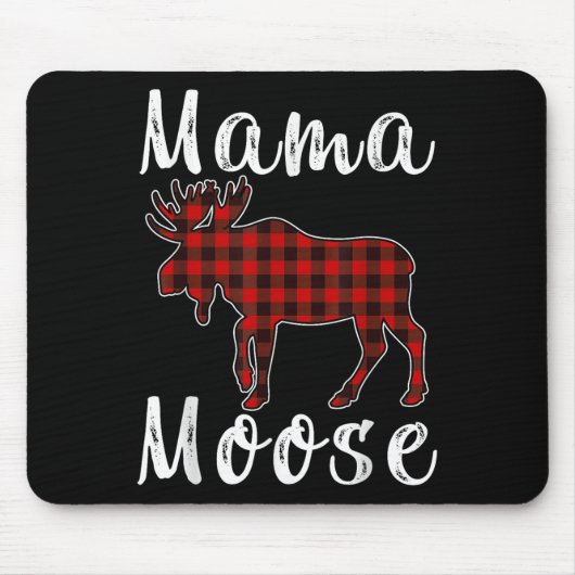 Mama Moose Family Christmas Pajama Red& Black Mousepad (Vorne)