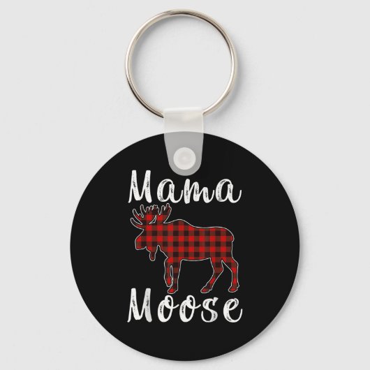 Mama Moose Family Christmas Pajama Red& Black Schlüsselanhänger (Vorderseite)