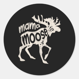 Mama Moose Mutter Tag Mama Mommy Familie Matching Runder Aufkleber