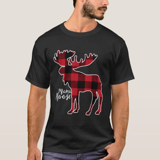 Mama Moose Red Kariert Buffalo Matching Family Paj T-Shirt (Vorderseite)