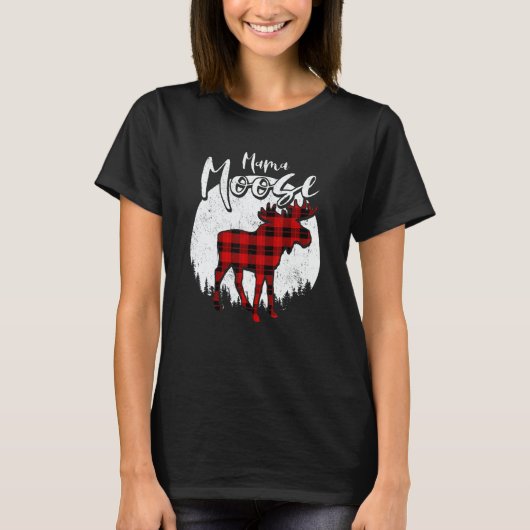 Mama Moose Red Plaid Buffalo Matching Family Pajam T-Shirt (Vorderseite)