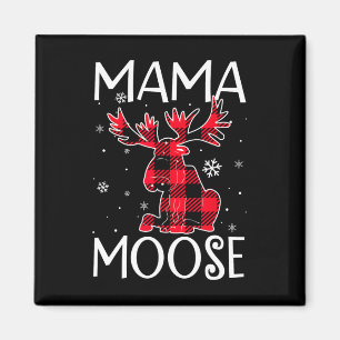 Mama Moose rote karierte passende Weihnachts-Pyjam Magnet