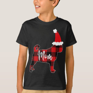 Mama Mops Dog Christmas Mama Pajama Rotes Karierte T-Shirt