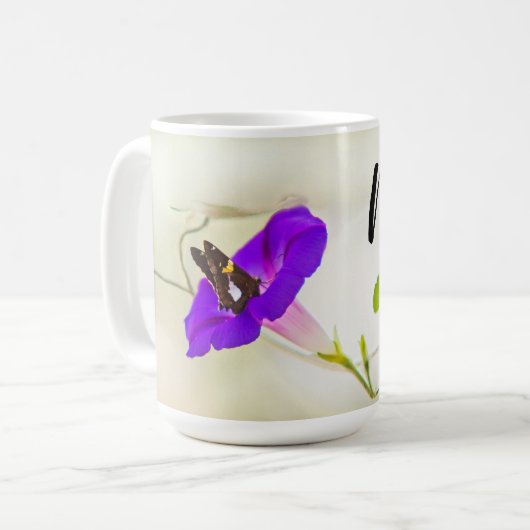 Mama Morning Glory und Butterfly Kaffeetasse (Vorderseite Links)