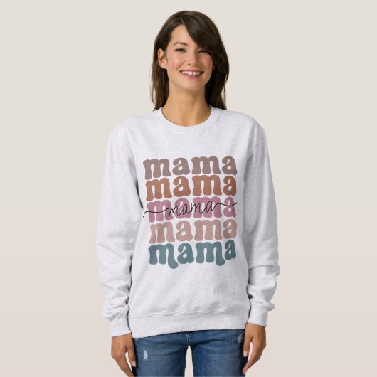 Mama Mother Day Retro gestapelt Sweatshirt (Vorne ganz)