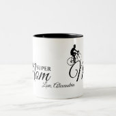 Mama | Mothers Day Black Script Bike Rider Zweifarbige Tasse (Mittel)