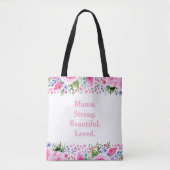 Mama Mothers Day Pink Watercolor Floral Tasche (Vorderseite)