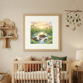 Mama Muskrat und Babys Kinderkrippe Poster