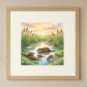 Mama Muskrat und Babys Kinderkrippe Poster