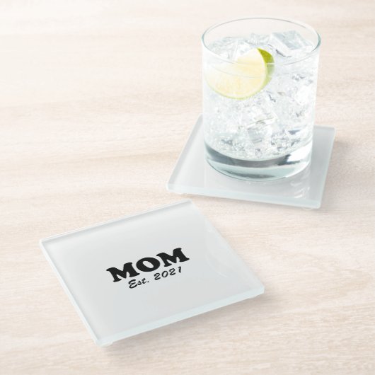 Mama, Mütter, Muttertag, Geburtstagsgeschenk Glasuntersetzer (Schrägansicht)