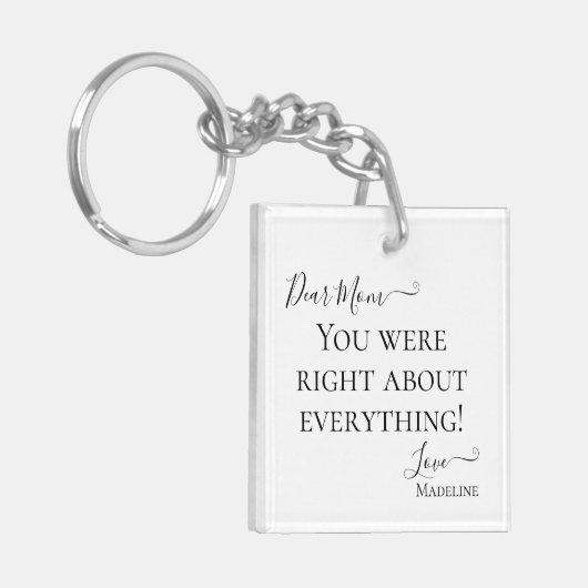 Mama Mutter Sprichwort Modernes Schwarz und Weiß Schlüsselanhänger (Vorderseite links)