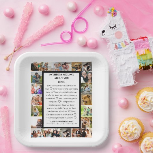 Mama | Mütter Tag 22 FotoCollage Pappteller (Party)