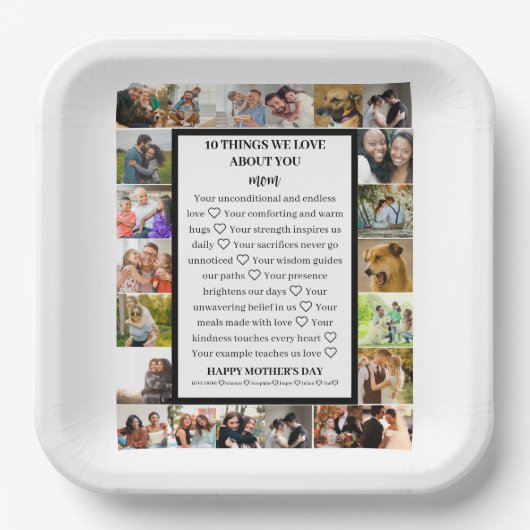 Mama | Mütter Tag 22 FotoCollage Pappteller (Vorderseite)