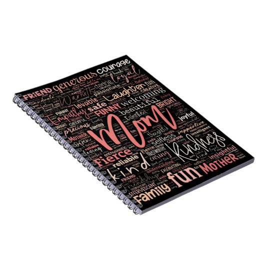 Mama Mutter Word Cloud Spirale Notebook Notizblock (Rechte Seite)