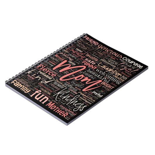 Mama Mutter Word Cloud Spirale Notebook Notizblock (Linke Seite)