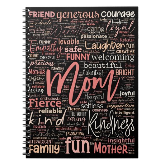 Mama Mutter Word Cloud Spirale Notebook Notizblock (Vorderseite)