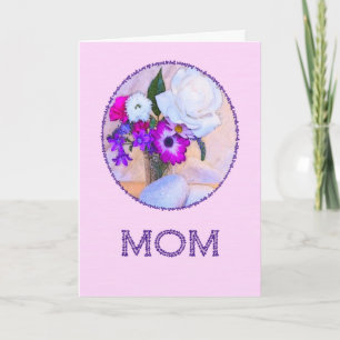 Mama, Muttertag mit bemalten Blume. Karte