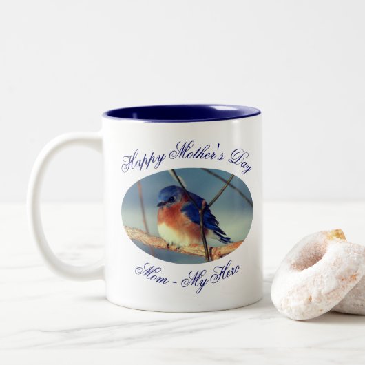 Mama My Held Mother's Day Bluebird Personalisiert Zweifarbige Tasse (Mit Donut)