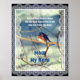 Mama My Hero Bluebird Nature Personalisiert Poster