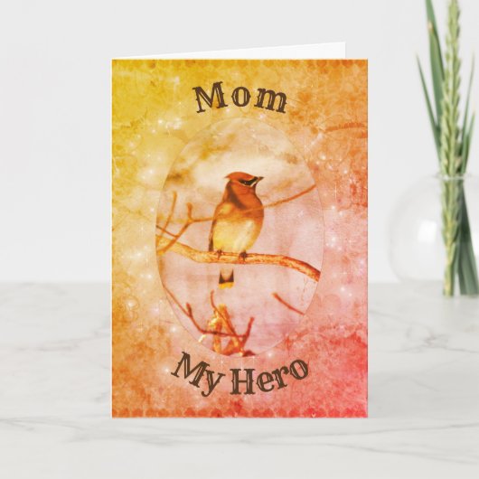 Mama My hero Waxwing Art Mother Day Card Karte (Vorderseite)