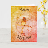 Mama My hero Waxwing Art Mother Day Card Karte (Gelbe Blume)