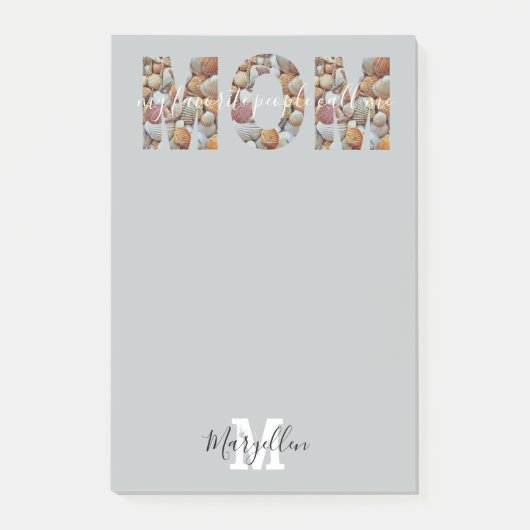 Mama Name und Monogram Seashell hinzufügen Post-it Klebezettel (Vorderseite)