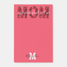 Mama Name und Monogramm-Rote Rosen hinzufügen Post-it Klebezettel