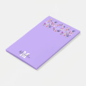 Mama Name und violette Monogramm-Blumen hinzufügen Post-it Klebezettel (angewinkelt)