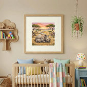 Mama-Nashorn und Kinderkrippe Poster