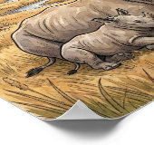 Mama-Nashorn und Kinderkrippe Poster (Ecke)
