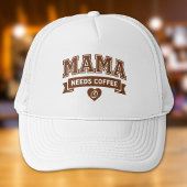 MAMA Needs Coffee Brown White Heart Coffee Bean Truckerkappe