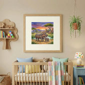 Mama Nilpferd und Kalb Kinderzimmer Poster
