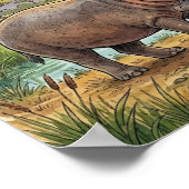 Mama Nilpferd und Kinderkrippe Poster (Ecke)