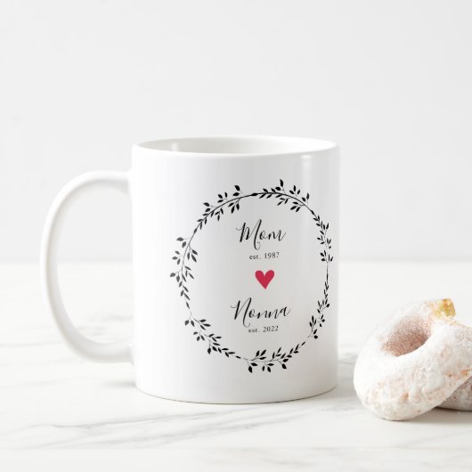 Mama | Nonnenjahr Est. Herz Kaffeetasse (Mit Donut)