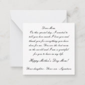 Mama Note Card Herzförmige Blume Mitteilungskarte (Rückseite)