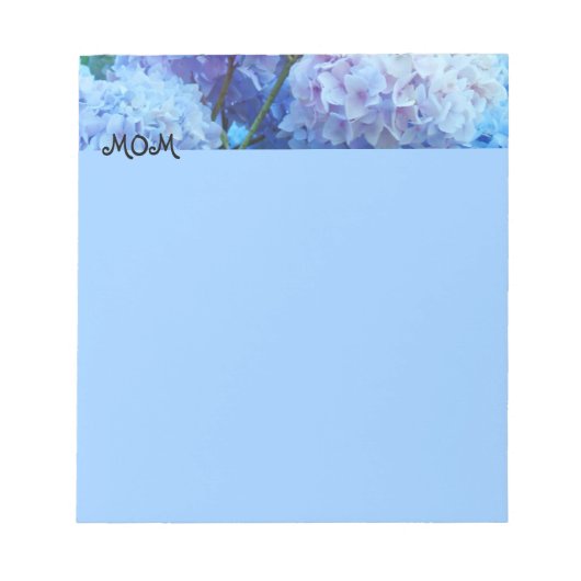 MAMA Notebook Blue Hydrangea Blume Personalisiert Notizblock (Vorderseite)