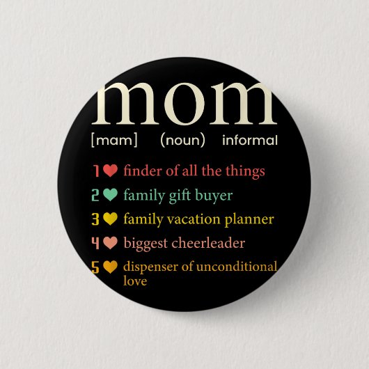 Mama Noun Definition Funny Mama Mütter Tag Button (Vorderseite)