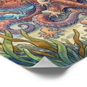 Mama Octopus and Babies Nursery Poster (Ecke)