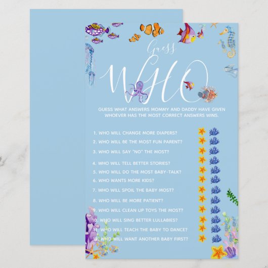 Mama oder Daddy Game unter der Sea Baby Shower (Vorne/Hinten)